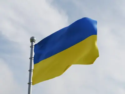 Animated Ukrainian flags 3D model