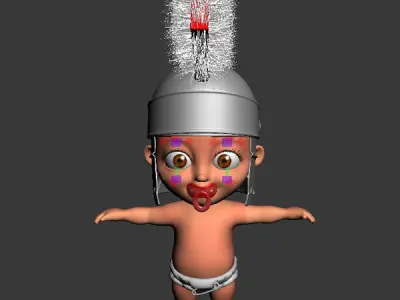 Baby roman legion soldier Cartoon Rigged 3D model