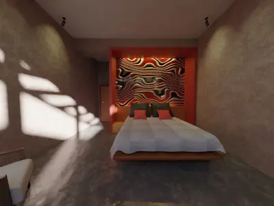 3D model of Bedroom with Private balcony 3D model