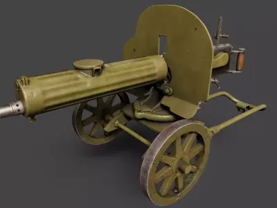 Maxim M1910 - Historic Heavy Machine Gun Low-poly 3D model