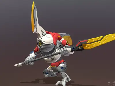 CYBORG-BEETLE-ROBOT Spear Wind Mill Attack 3D model