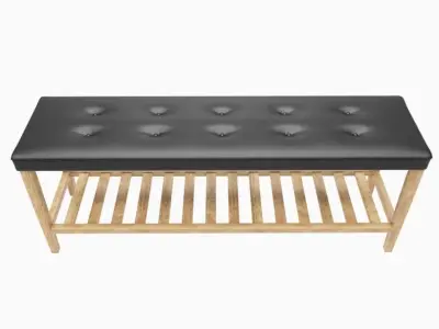 Bench leather with wooden legs Free 3D model