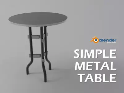 Simple Steel Round Table Free low-poly 3D model