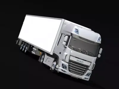 2018 DAF 106 XF EURO 6 4X2 Cold Store Trailer Low-poly 3D model
