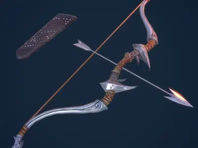 Bow and Arrow 3D LowPoly Game Model Weapon Game-Ready Bow Suit Low-poly 3D model