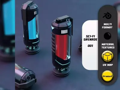 Sci-Fi Grenade 001 Low-poly 3D model