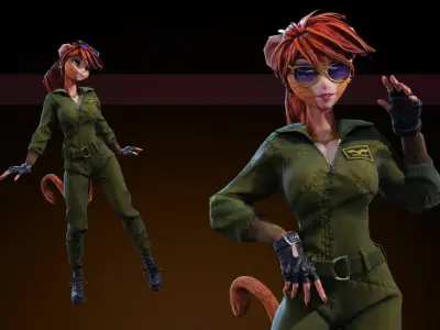 Monkey Girl Arms Trader Low-poly 3D model