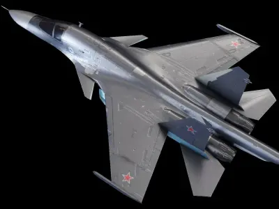 SU-34 Russian strike fighter Low-poly 3D model