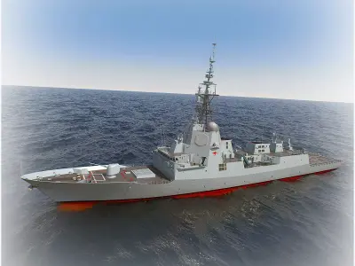 Military Ship air warfare destroyer HMAS Hobart  3D model