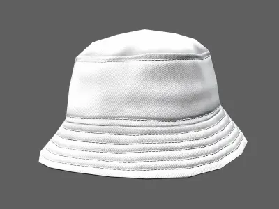 Bucket hat - white Low-poly 3D model