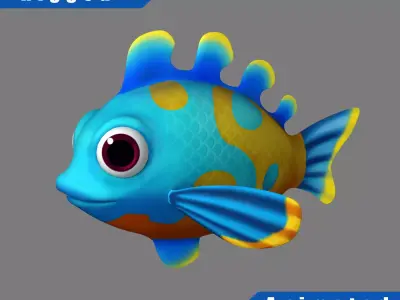Cartoon Fish02  Rigged Animated 3D model
