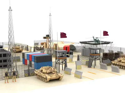 Qatar Military Base Low-poly 3D model