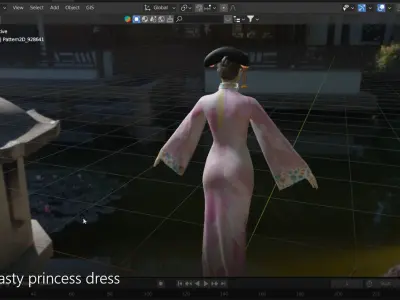 Traditional Qing Dynasty princess silk cheongsam party dress Low-poly 3D model
