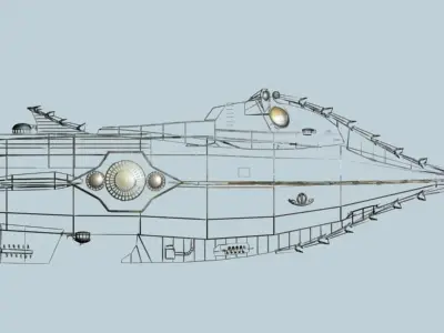 Nautilus metal ship with lights 3D model