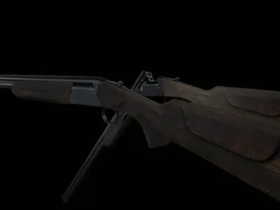Double-barrel shotgun Low-poly 3D model