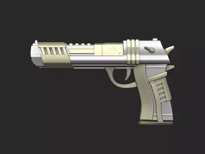 Sci-Fi Desert Eagle - Golden Luxury Gun Low-poly 3D model
