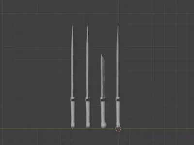 Broken and Rusted Ancient Swords Set 3D Model Low-poly 3D model