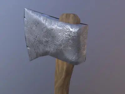 Axe with wooden handle Free low-poly 3D model