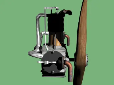 Vintage aircraft engine 1910 3D model