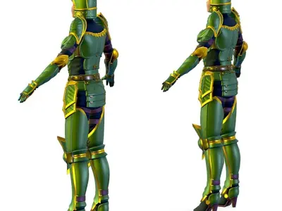 Subdivision 3D Women The Knight in Green Low-poly 3D model