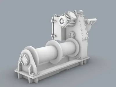 Hydraulic Winch Low-poly 3D model