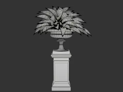 Garden flowerpot with a plant Free 3D model