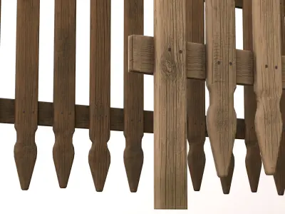 Wooden Fence realistic old dirty garden Free low-poly 3D model