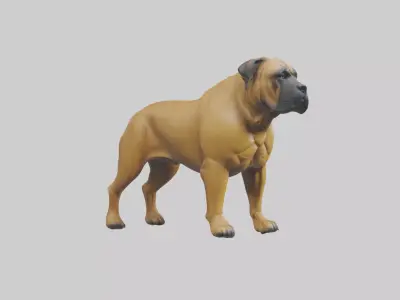 Bull Mastiff guarding model Low-poly 3D model