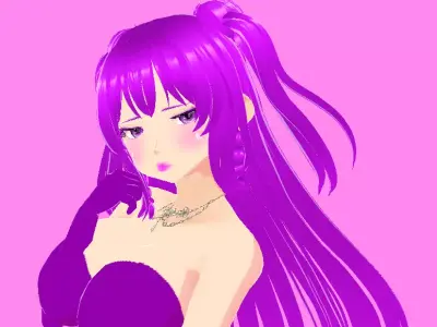 Anime Sci-Fi Idol Girl  Fully Rigged 3D Character for Games  Low-poly 3D model