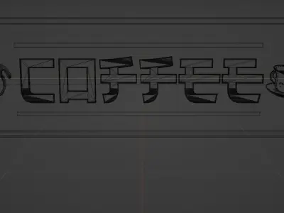 Low-Poly Cyberpunk Coffee Shop Sign Free low-poly 3D model