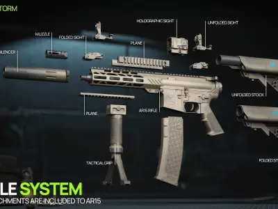weapon - AR15 Sand - assault rifle Low-poly 3D model