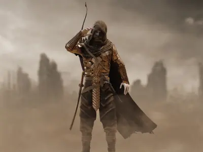 Post Apocalyptic Nomad Low-poly 3D model