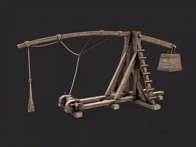 Medieval Siege Trebuchet 6 Low-poly 3D model