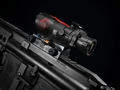 Game Ready Assult Rifle Customized Low-poly 3D model