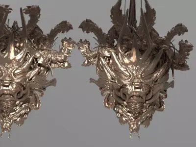 King Dragon Asian Shield Design 2 versions 3D model