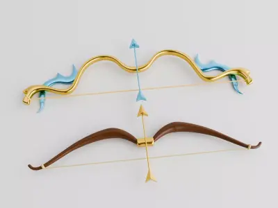 Elegant Fantasy Bow and Arrow Set Free low-poly 3D model