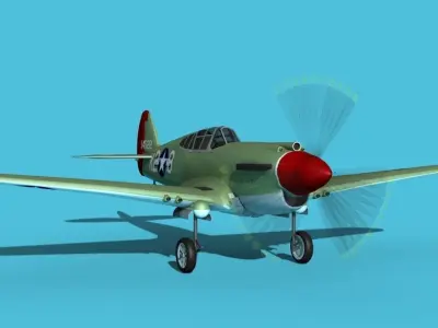 Curtiss P-40B Warhawk V08 USAAF 3D model