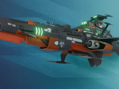 3D Model - Space BattleShips - Sci fi Stylized 3D model