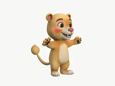 High-Quality Smiling Cartoon Lion 3D model