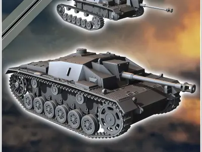 Sturmgeschutz StuG III Ausf F SdKfz 142-1 - miniatures tabletop 3D print model