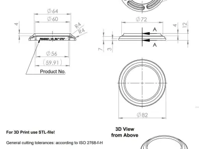 Base for Type-A Pedestal d80 D60 H12 hs4 3D print model
