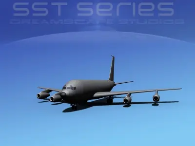 Boeing KC-135-E Stratotanker Bare Metal Low-poly 3D model
