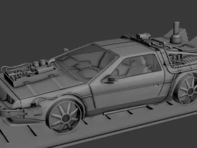 Delorean Back To The Future Part 3 Railroad 3D model