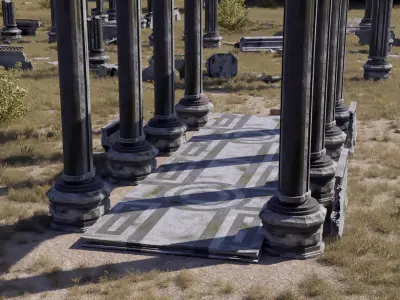 Ancient ruins asset kitbash unreal engine low polly game ready Low-poly 3D model