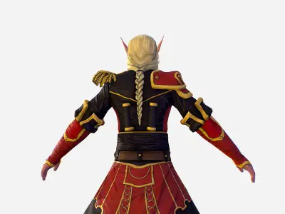 Man White Elf Leather Coat Cavalier Game Character Low-poly 3D model