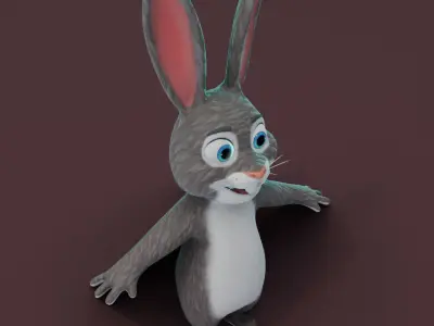 Rabbit Hound Dog Wolf Fox 3D Models Pack Low-poly 3D model