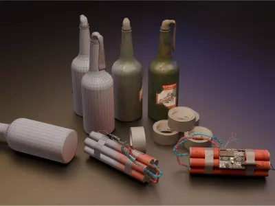 Molotov Cocktail - Dynamite Explosives Pack 3D model