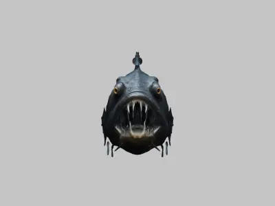 Black Humpback anglerfish Deep-sea fish Abyss Abyssal Low-poly 3D model
