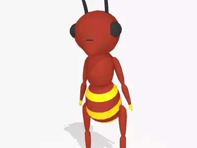 Red Cartoon Ant Low-poly 3D model