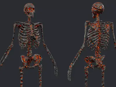 10 Skeleton Burning Lava Pack Game Ready Low-poly 3D model purchase